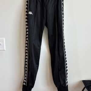 Kappa Kids Black Joggers with White Logo Trim